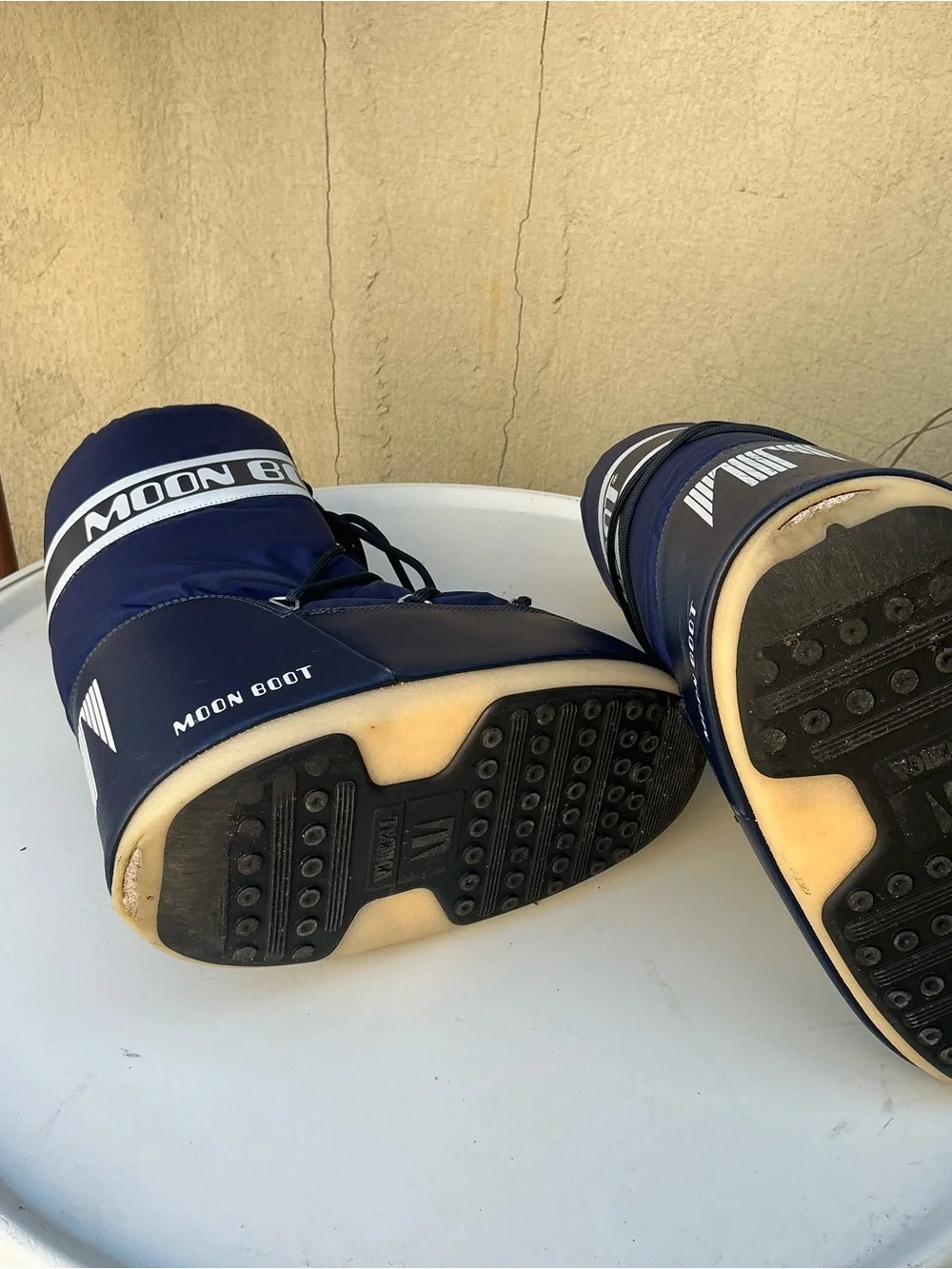 Navy Moon Boots with Logo Strap